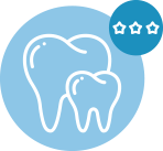 Símbolo de um dente com três estrelas ao lado representando o Plano Odontológico Executivo Premium